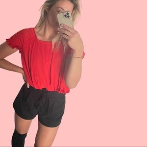 Red blouse short sleeve